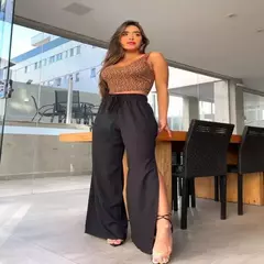 Calça Pantalona Feminina Fendas Cintura Cordão Forrado Tendências Moda! ! na internet