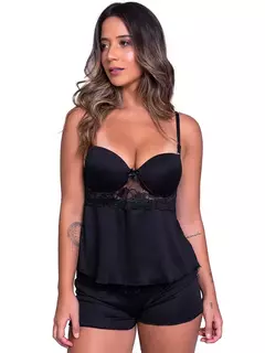 Kit 3 Baby Doll Malha Feminino Com Bojo Liso Liganete em Renda M-GG - Smartshopstores Boutique