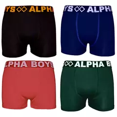 Imagem do Kit 5 Cuecas Boxer Polielastano Alpha Boys Liso e Estampado