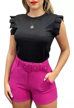 Blusinha Canelada Com Babadinho Nos Ombros Feminina Moda na internet