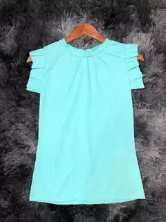 Blusinha Canelada Com Babadinho Nos Ombros Feminina Moda - comprar online