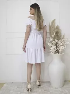 Imagem do Vestido Curto Liso Moda Feminina com Manga e Forro Bojo Cores Variadas Design Delicado