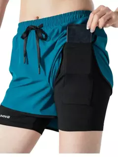 Shorts Feminino de Academia 2 em 1 Bolso Interno