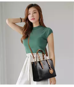 Bolsa de couro vintage para mulheres 3 camadas, bolsa casual para senhoras, bols