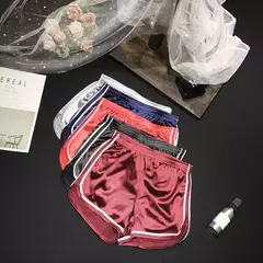 Shorts finos e sedosos femininos, cintura alta, casual - loja online