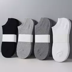 5 pares/lote baixo corte meias masculinas cor sólido preto branco cinza traçã na internet
