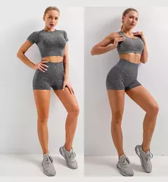 Conjunto sem costura feminino para ioga, roupa esportiva com manga longa - Smartshopstores Boutique