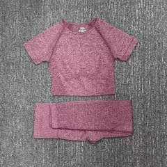 Conjunto sem costura feminino para ioga, roupa esportiva com manga longa na internet
