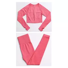 Conjunto sem costura feminino para ioga, roupa esportiva com manga longa