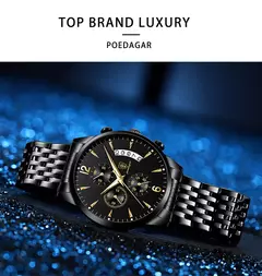 POEDAGAR-Relógio esportivo de quartzo luminoso impermeável masculino com data, - Smartshopstores Boutique