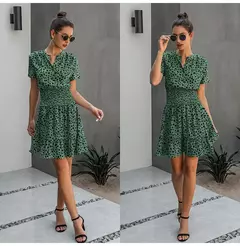 Vestido feminino de oncinha com babado, casual - loja online