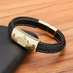 Acessório de luxo aço inoxidável masculino couro - comprar online