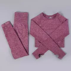 Conjunto sem costura feminino para ioga, roupa esportiva com manga longa na internet