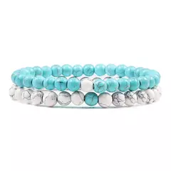 Conjunto de pulseira de pedra de lava natural preto e branco para casais, olho de tigre frisado - loja online