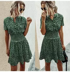 Vestido feminino de oncinha com babado, casual - Smartshopstores Boutique