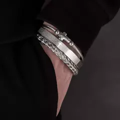 Conjunto de pulseiras cruzadas em aço inoxidável - Smartshopstores Boutique