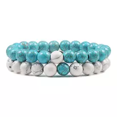 Conjunto de pulseira de pedra de lava natural preto e branco para casais, olho de tigre frisado