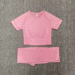 Conjunto sem costura feminino para ioga, roupa esportiva com manga longa na internet