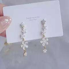 JUWANG-Luxo Banhado 14K Folhas de Ouro Real Brinco, Delicado Micro Incrustado Zi