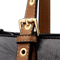 Bolsa de couro vintage para mulheres 3 camadas, bolsa casual para senhoras, bols