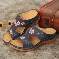 Sandálias femininas plataforma flor colorida - comprar online