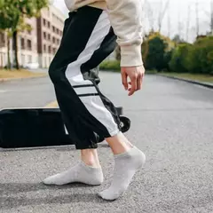 5 pares/lote baixo corte meias masculinas cor sólido preto branco cinza traçã - comprar online