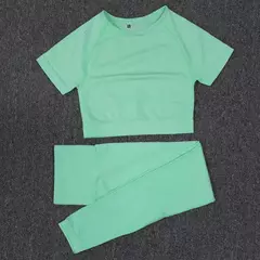 Imagem do Conjunto sem costura feminino para ioga, roupa esportiva com manga longa