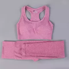 Conjunto sem costura feminino para ioga, roupa esportiva com manga longa