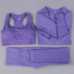 Conjunto sem costura feminino para ioga, roupa esportiva com manga longa na internet