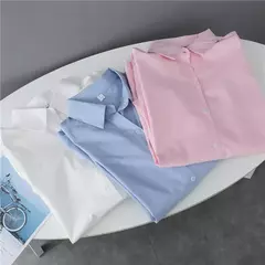 Camisa feminina de botões de manga comprida, blusas 100% algodão na internet