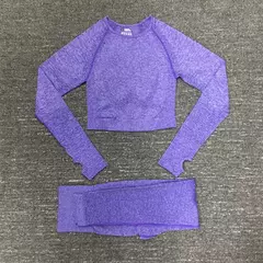 Imagem do Conjunto sem costura feminino para ioga, roupa esportiva com manga longa