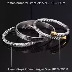 Luxo 3 pçs/set pulseira de aço inoxidável hip hop homens jóias número romano - Smartshopstores Boutique