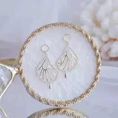 Imagem do Brinco de Luxo Banhado 14K Folhas de Ouro Real Brinco, Delicado Micro Incrustado