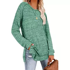 Camisa Feminina Casual de Manga Comprida Sólida Elegante Túnica - Smartshopstores Boutique