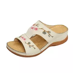 Sandálias femininas plataforma flor colorida - comprar online