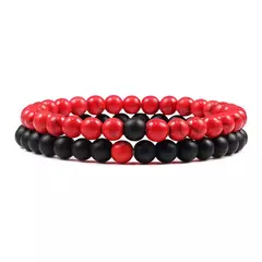 Conjunto de pulseira de pedra de lava natural preto e branco para casais, olho de tigre frisado na internet