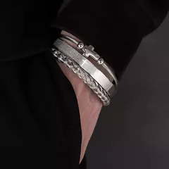Conjunto de pulseiras cruzadas em aço inoxidável - Smartshopstores Boutique