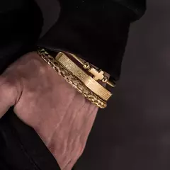 Conjunto de pulseiras cruzadas em aço inoxidável - loja online