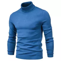 Imagem do Suéter de gola alta grosso, masculino, pulôver casual, monocromático, alta qualidade