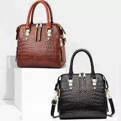 Bolsa padrão crocodilo, couro PU, bolsa de ombro