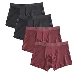 Cueca Boxer masculina de fibra de bambu, shorts grandes Plus Size, XXXXL, 5Xl, 6XL, 7XL, 8XL, 4cs - Smartshopstores Boutique
