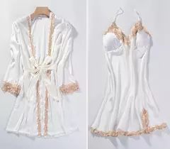 Pijamas Camisola, Kimono Roupão Vestido, Cetim Lady Nighty Renda Patchwork na internet