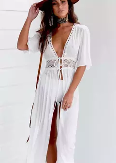 Saiada de praia sólido preto branco rendas beachwear - loja online