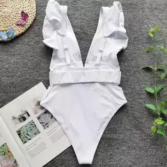 Maiô sexy com cinto cor solida - loja online