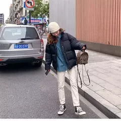 Imagem do Jaqueta Feminina com gola alta, casaco curto, cor solida, moda inverno