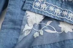Cardigã feminino, bordado, jeans button na internet