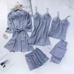 Pijamas Camisola, Kimono Roupão Vestido, Cetim Lady Nighty Renda Patchwork - loja online