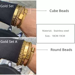 Luxo 3 pçs/set pulseira de aço inoxidável hip hop homens jóias número romano - comprar online