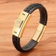 Acessório de luxo aço inoxidável masculino couro na internet
