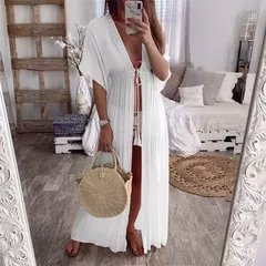 Saida de praia, cobertura longo cardigan renda na internet